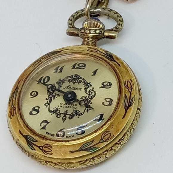 * vintage Arnex 12K Gold Fill working mechanical Swiss watch brooch pin - Picture 5 of 8